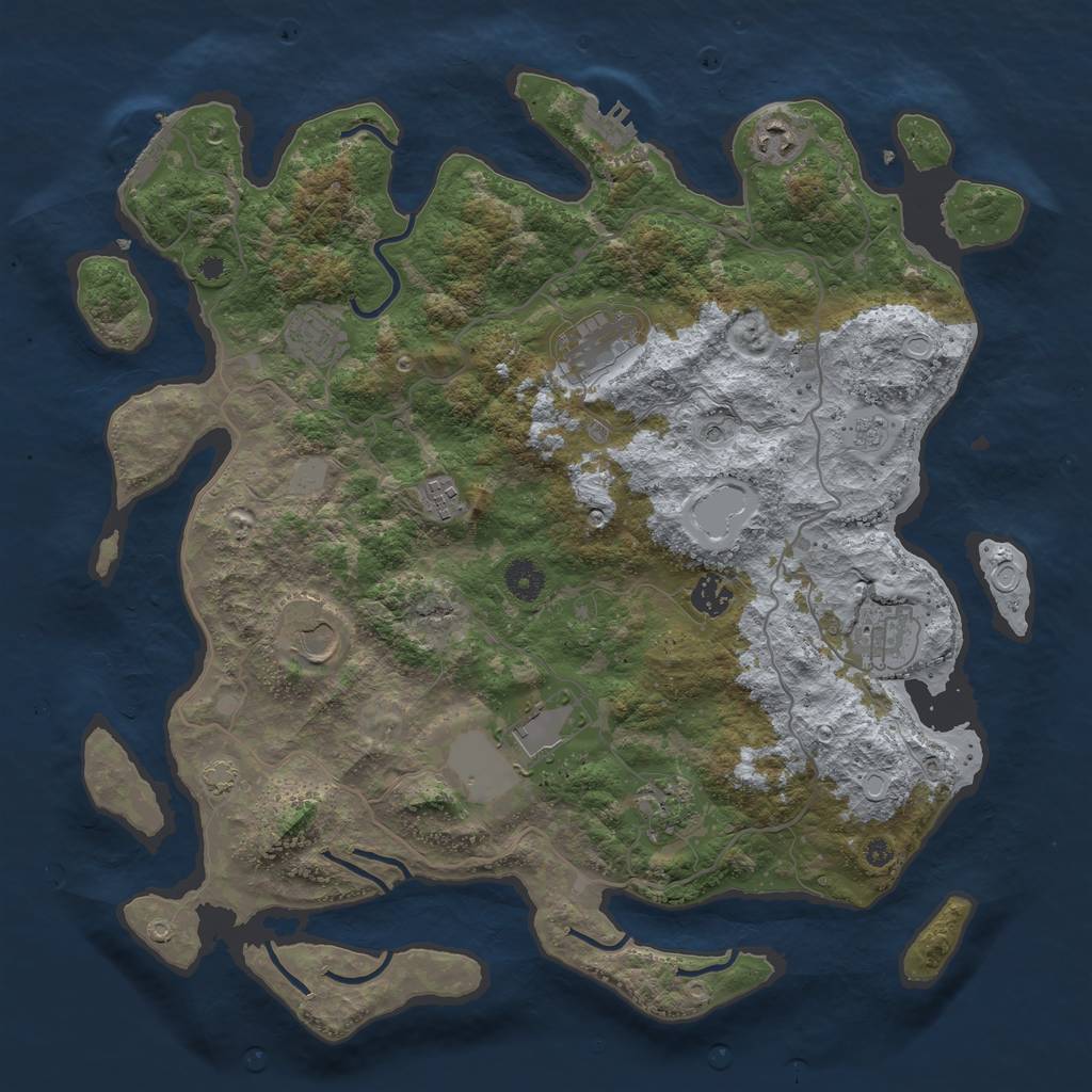Rust Map: Procedural Map, Size: 4050, Seed: 2050764774, 17 Monuments