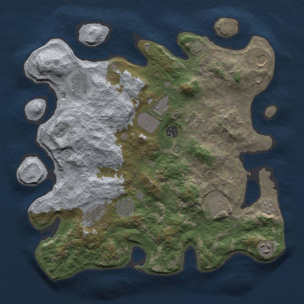 Rust Map: Barren, Size: 3700, Seed: 58922181, 14 Monuments