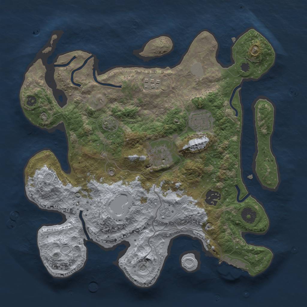 Rust Map: Procedural Map, Size: 3000, Seed: 7265194, 11 Monuments