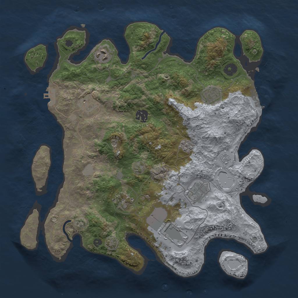 Rust Map: Procedural Map, Size: 3500, Seed: 352, 16 Monuments