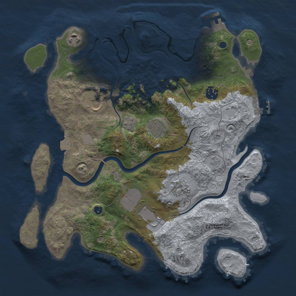 Rust Map: Procedural Map, Size: 3500, Seed: 352, 13 Monuments