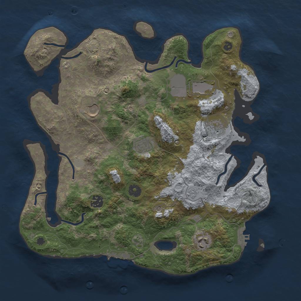 Rust Map: Procedural Map, Size: 3500, Seed: 69499778, 14 Monuments