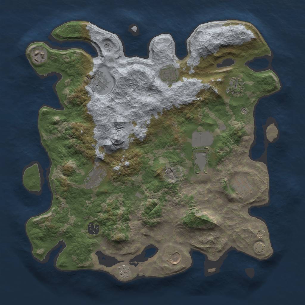 Rust Map: Barren, Size: 3750, Seed: 92517495, 14 Monuments