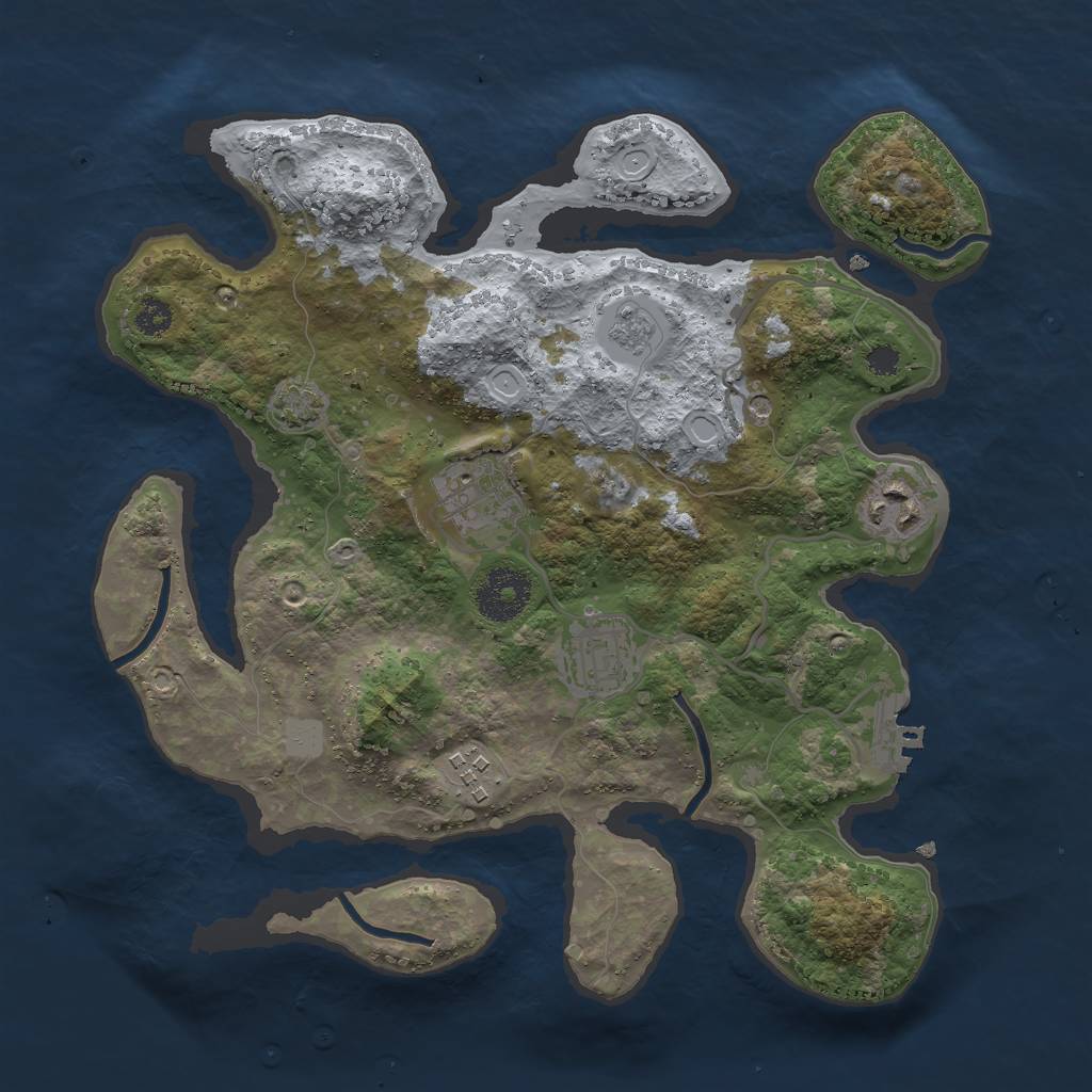 Rust Map: Procedural Map, Size: 3000, Seed: 152864, 11 Monuments
