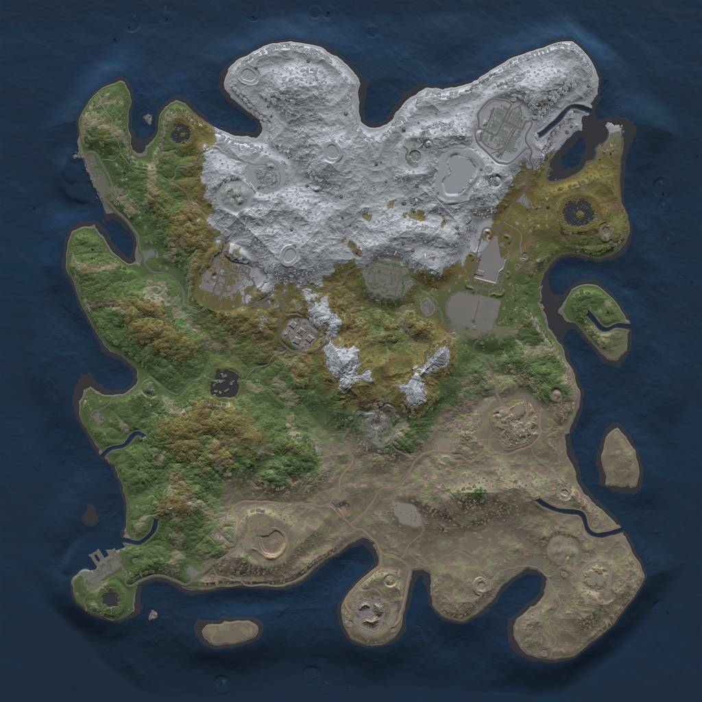 Rust Map: Procedural Map, Size: 3600, Seed: 12000599, 17 Monuments