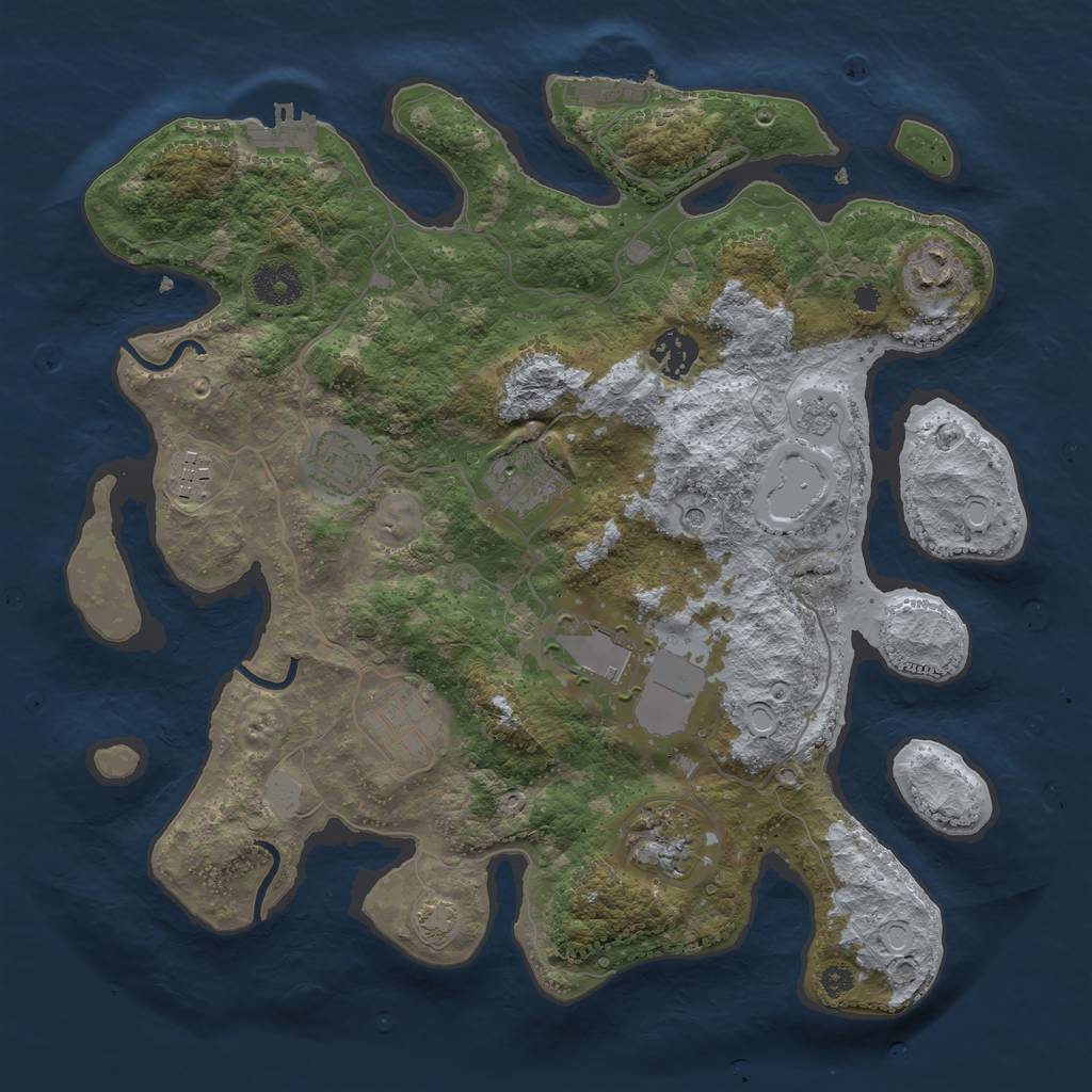 Rust Map: Procedural Map, Size: 3500, Seed: 1739800527, 16 Monuments