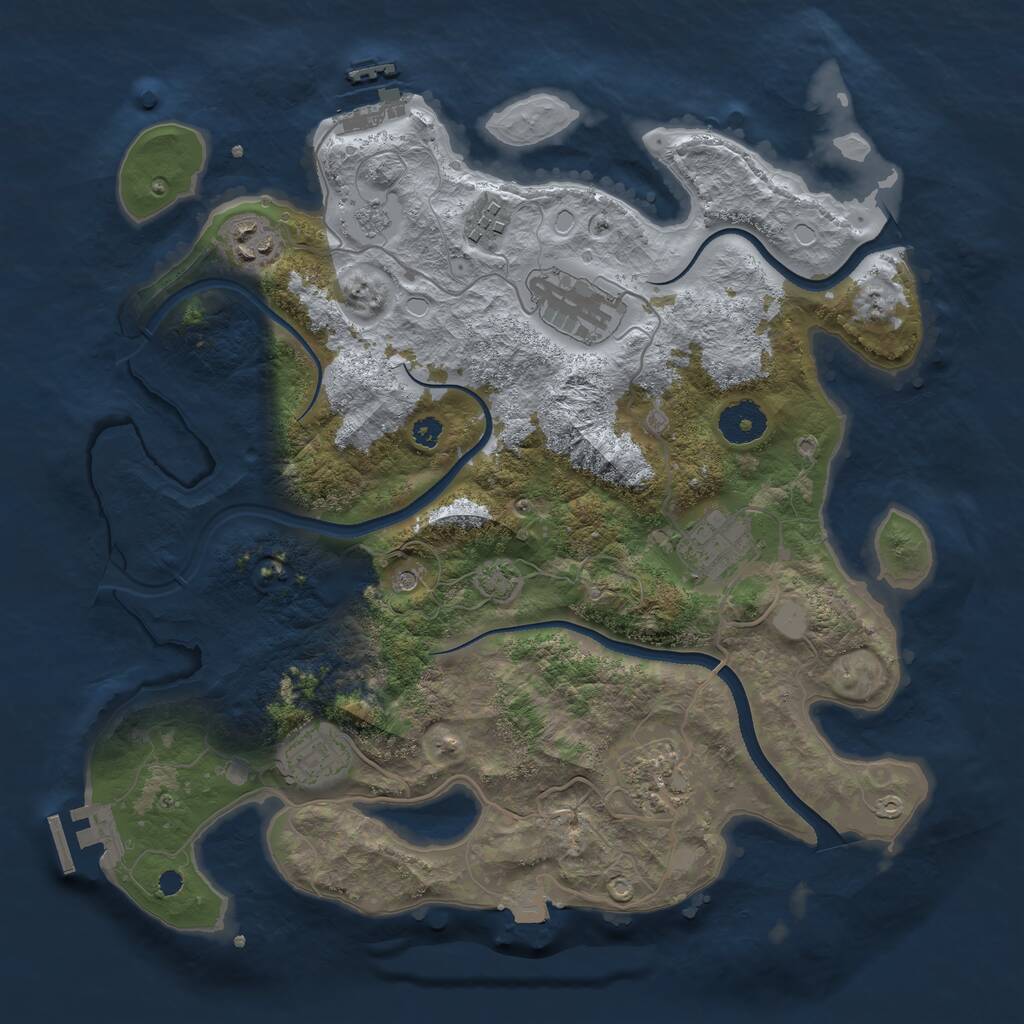 Rust Map: Procedural Map, Size: 3450, Seed: 68494347, 12 Monuments