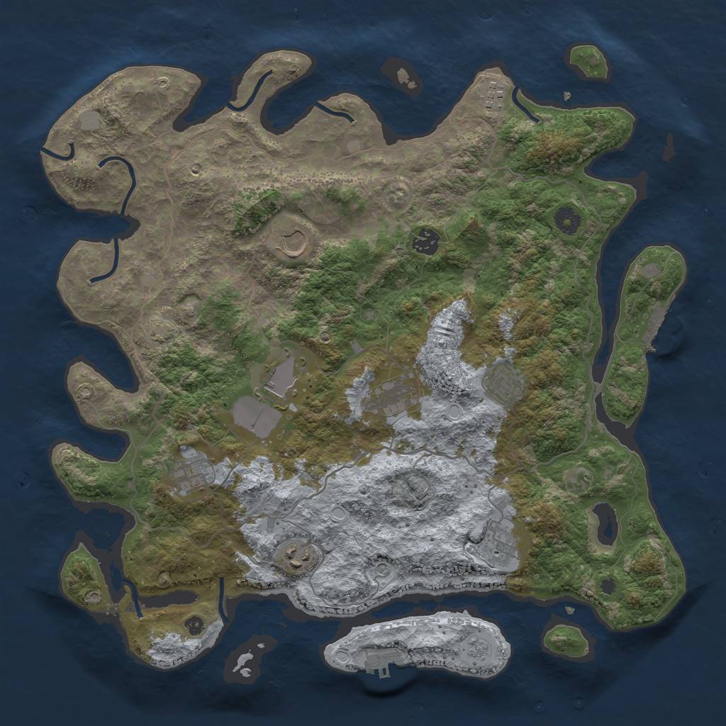 Rust Map: Procedural Map, Size: 4100, Seed: 7039234, 17 Monuments