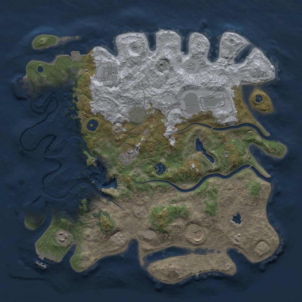 Rust Map: Procedural Map, Size: 4000, Seed: 59544289, 14 Monuments