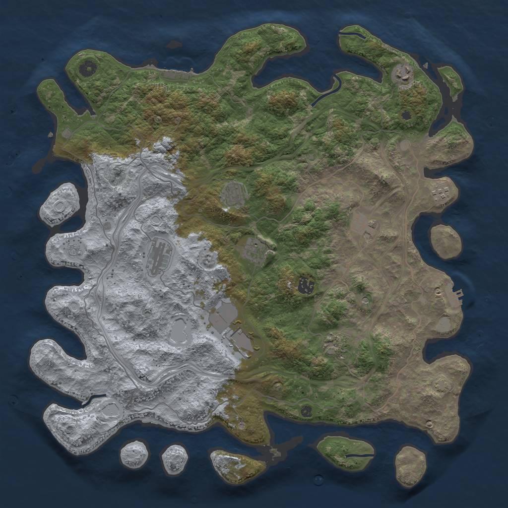 Rust Map: Procedural Map, Size: 4500, Seed: 1876416841, 17 Monuments
