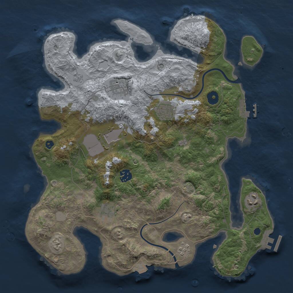 Rust Map: Procedural Map, Size: 3500, Seed: 1622, 13 Monuments