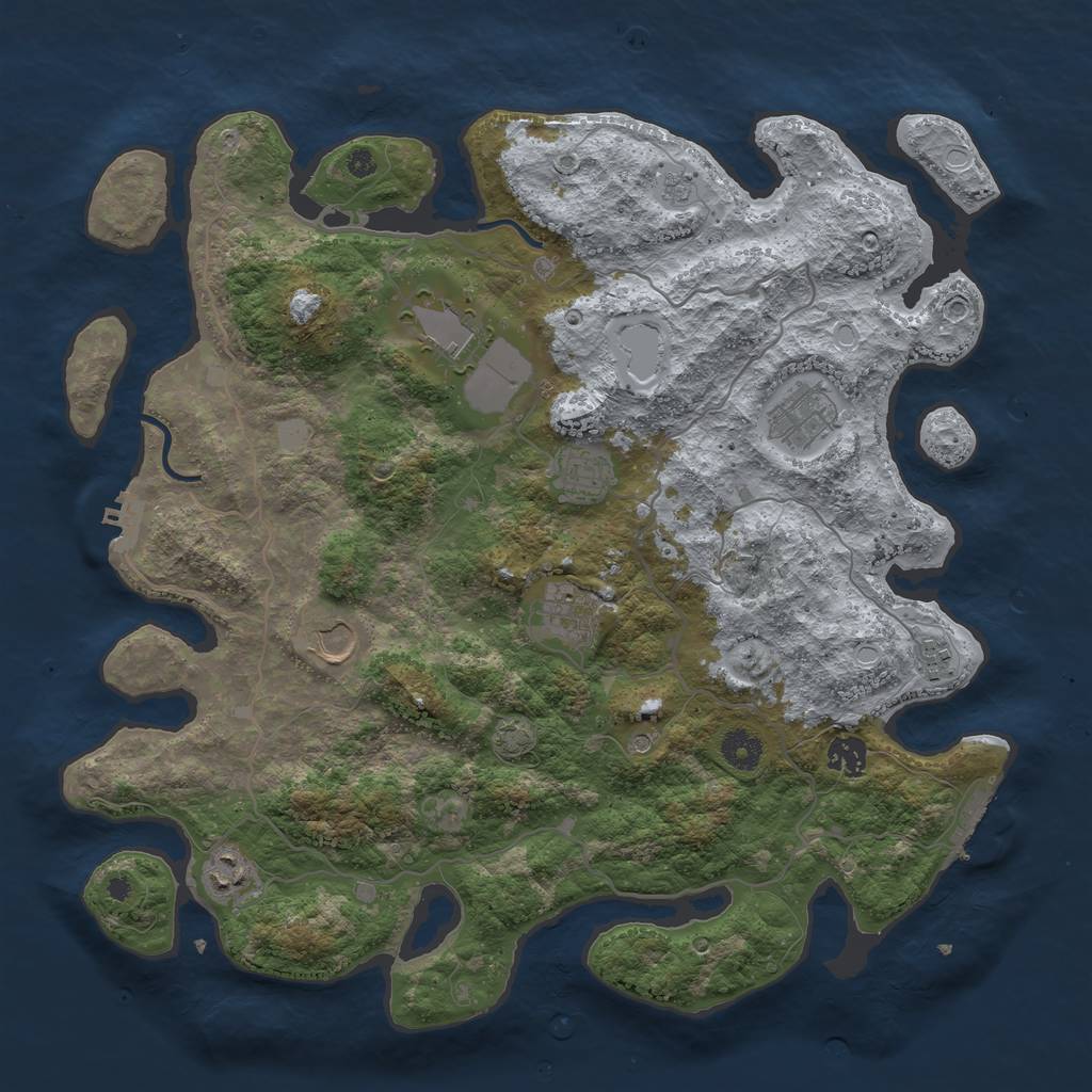 Rust Map: Procedural Map, Size: 4000, Seed: 686148908, 16 Monuments