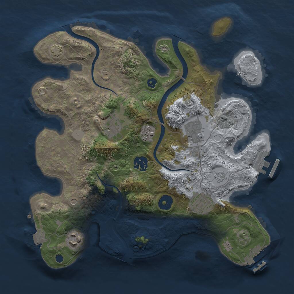 Rust Map: Procedural Map, Size: 3000, Seed: 66141235, 12 Monuments