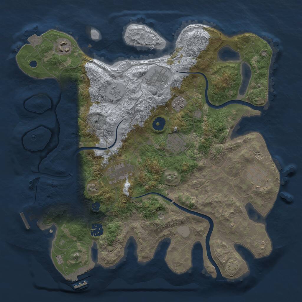 Rust Map: Procedural Map, Size: 3450, Seed: 17380203, 13 Monuments