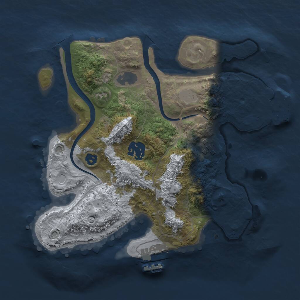 Rust Map: Procedural Map, Size: 2500, Seed: 2132236416, 5 Monuments