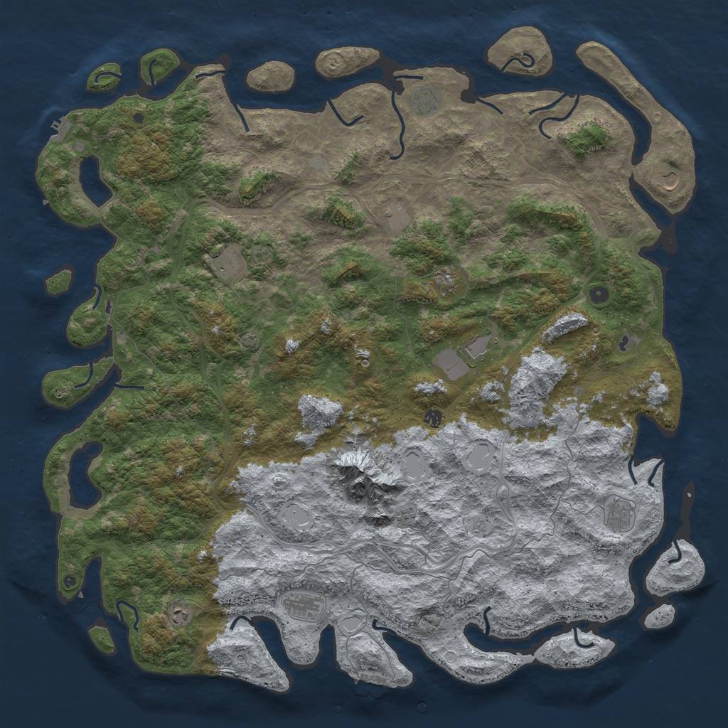 Rust Map: Procedural Map, Size: 6000, Seed: 911637309, 19 Monuments
