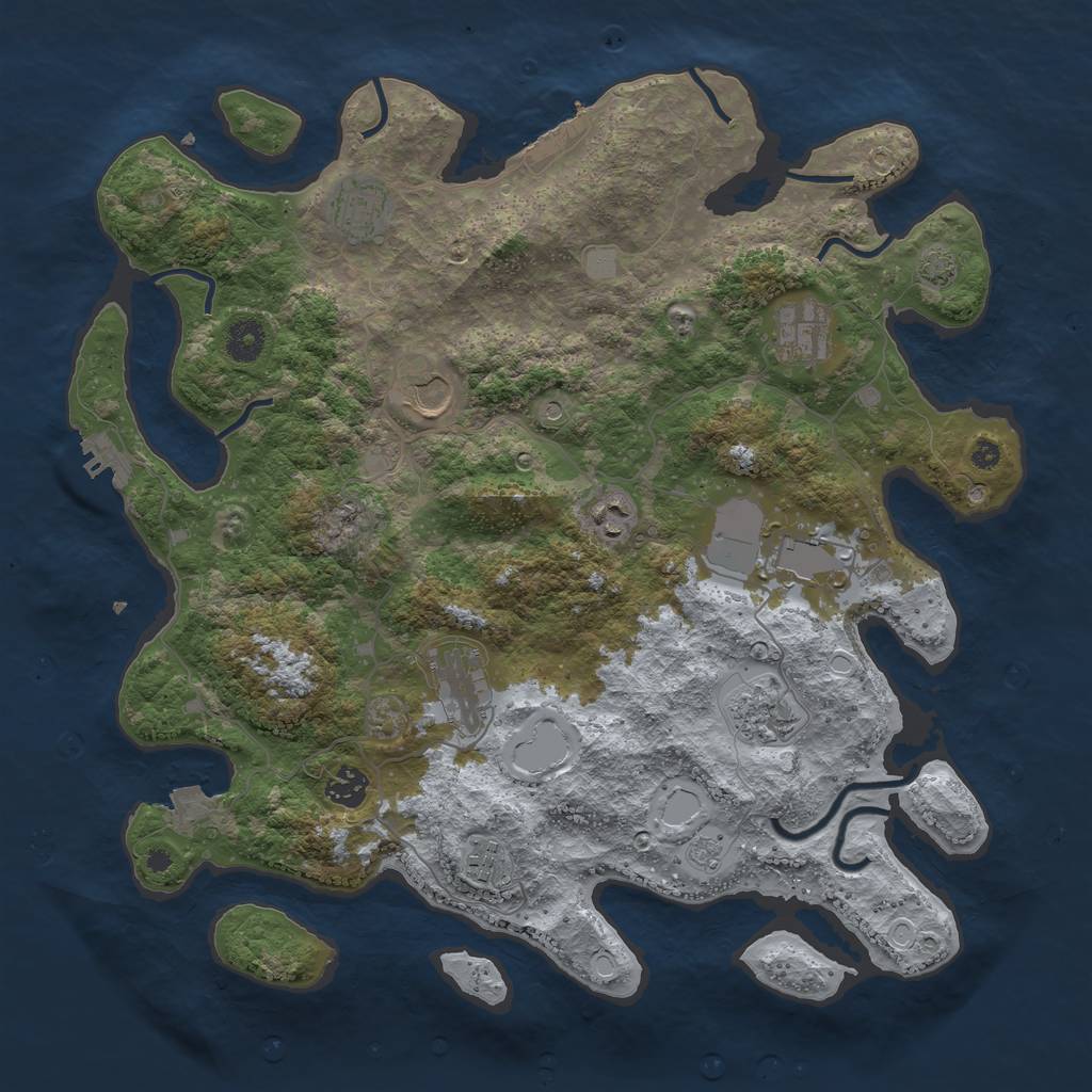 Rust Map: Procedural Map, Size: 3950, Seed: 1363617, 17 Monuments