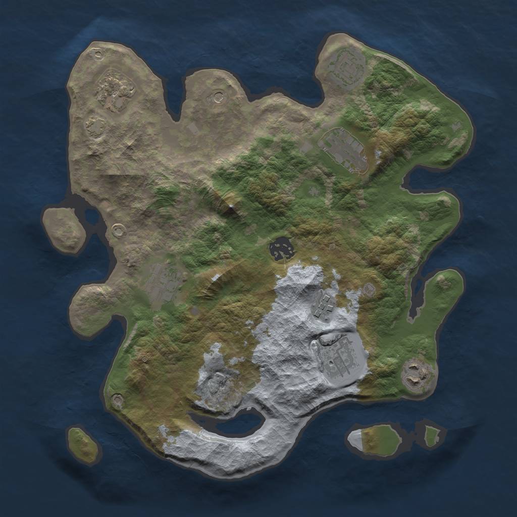 Rust Map: Barren, Size: 3200, Seed: 3757, 12 Monuments