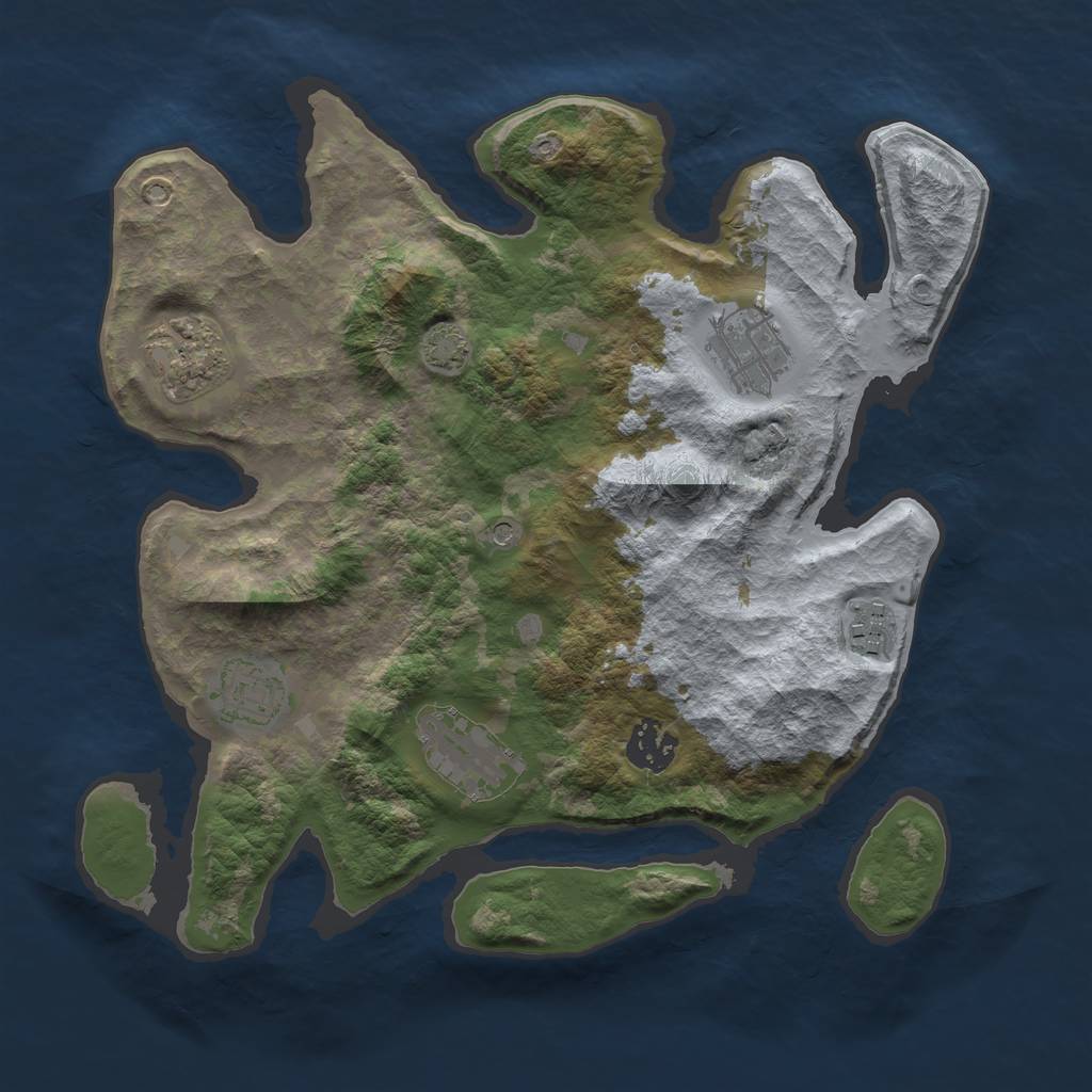 Rust Map: Barren, Size: 3200, Seed: 997946844, 10 Monuments