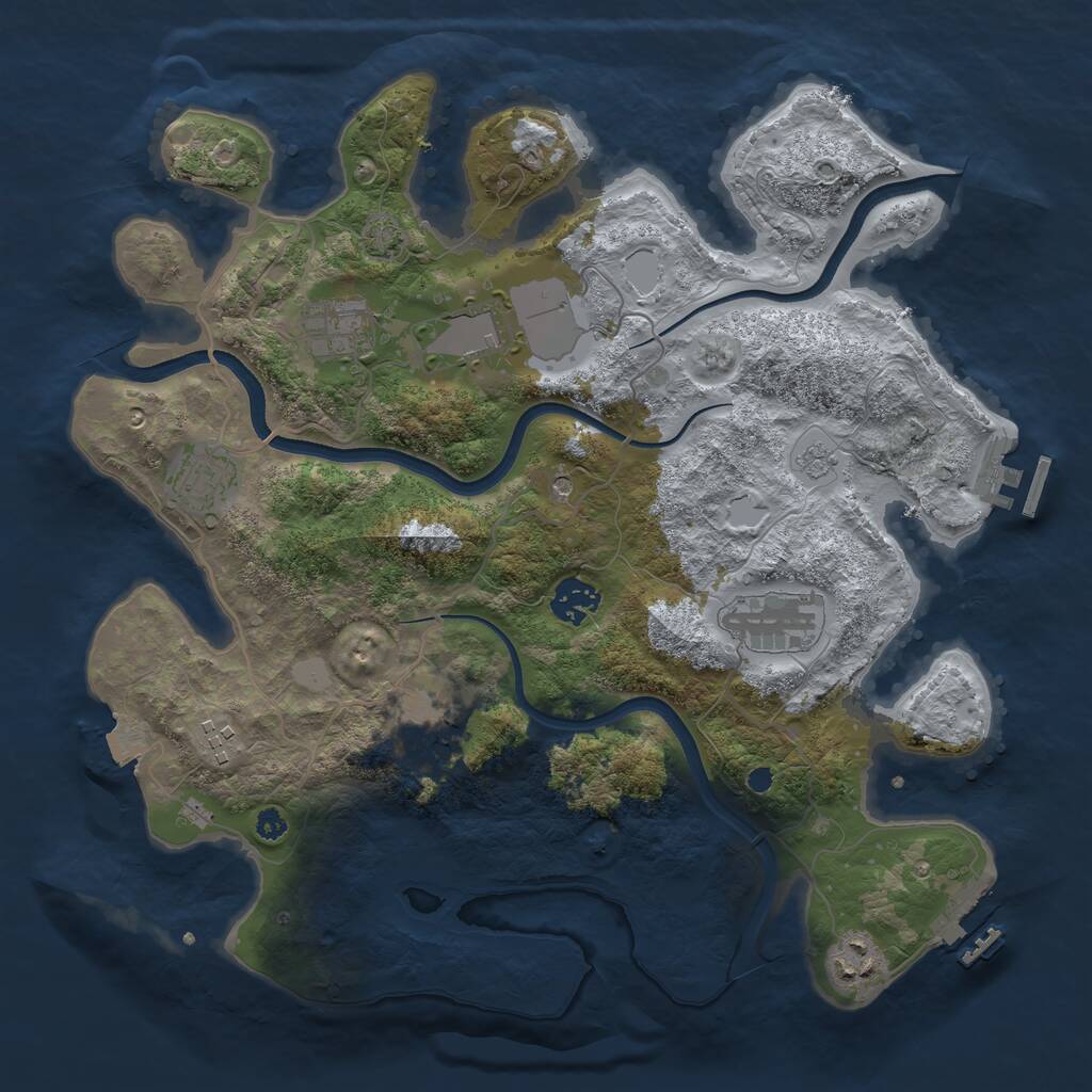 Rust Map: Procedural Map, Size: 3550, Seed: 56733260, 14 Monuments