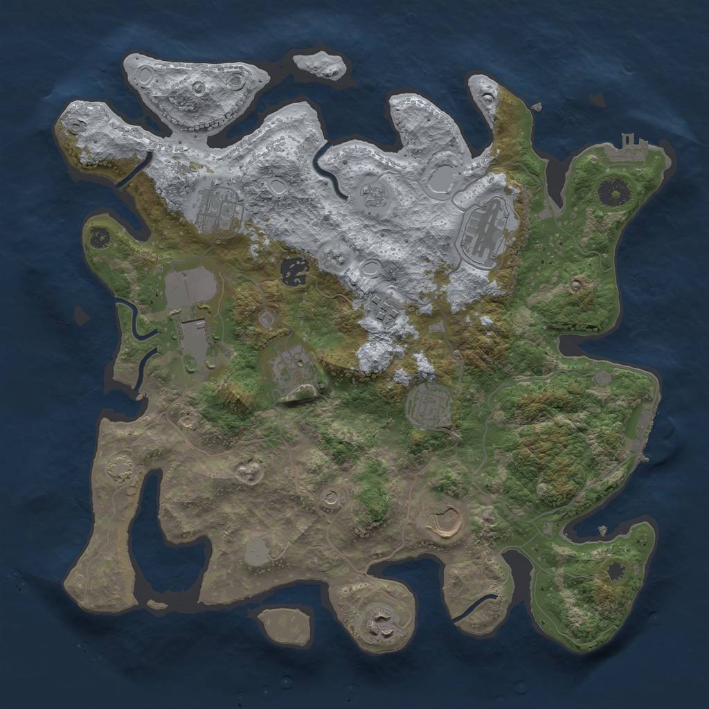 Rust Map: Procedural Map, Size: 3550, Seed: 20275137, 17 Monuments