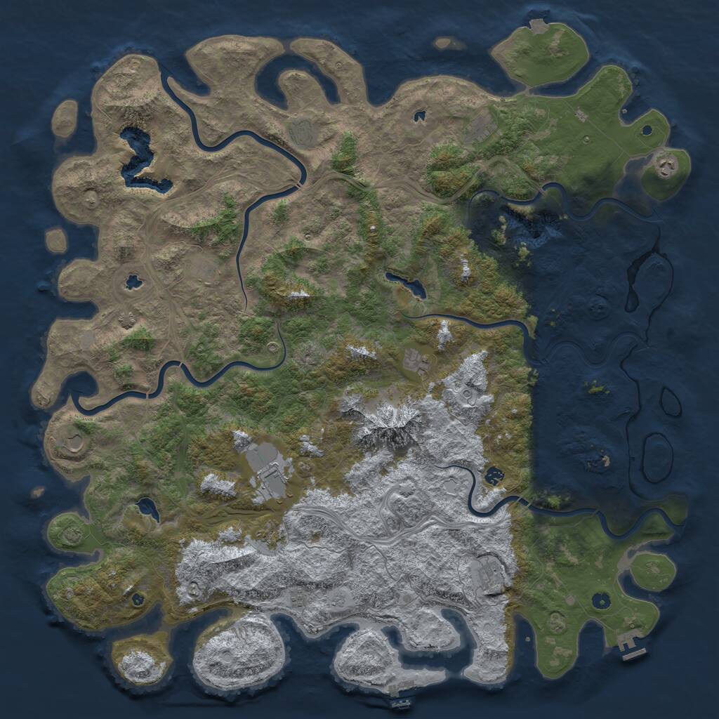 Rust Map: Procedural Map, Size: 6000, Seed: 1945437569, 17 Monuments