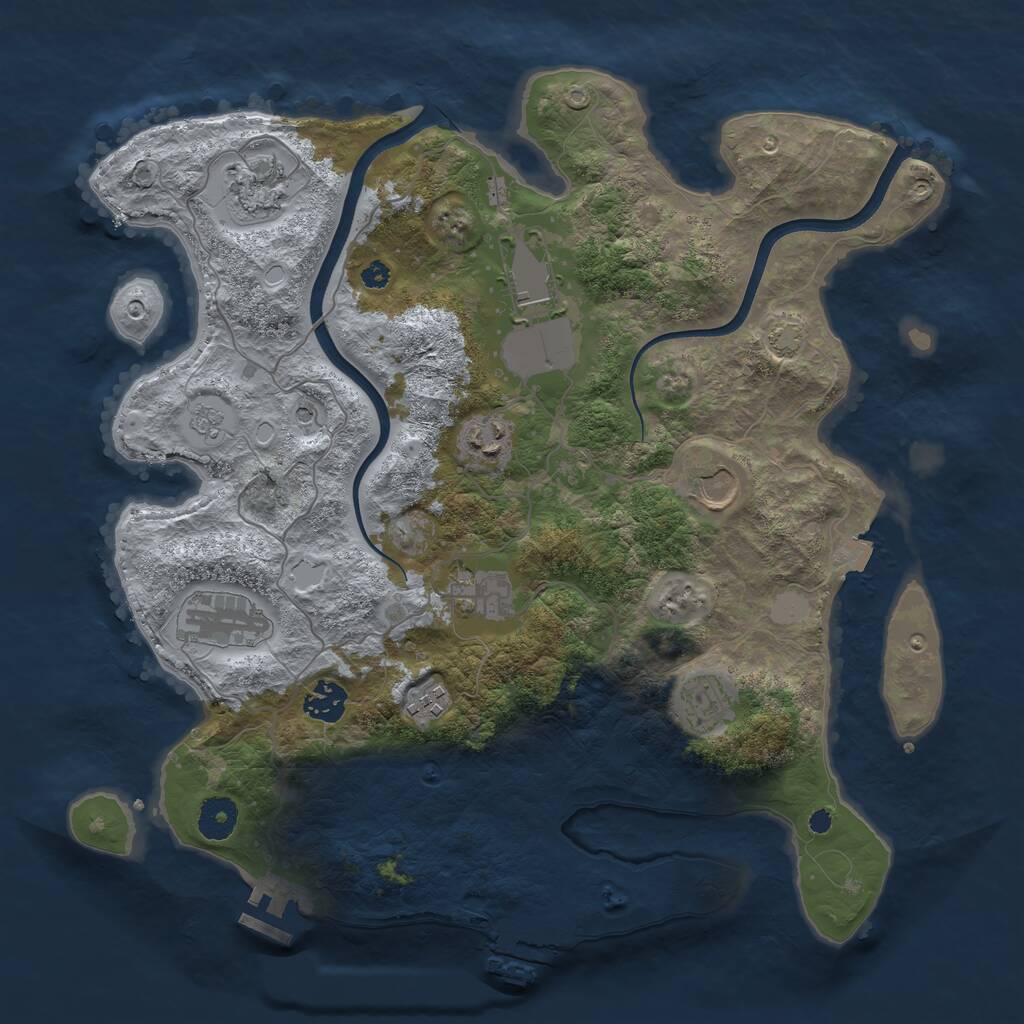 Rust Map: Procedural Map, Size: 3700, Seed: 1981505899, 15 Monuments