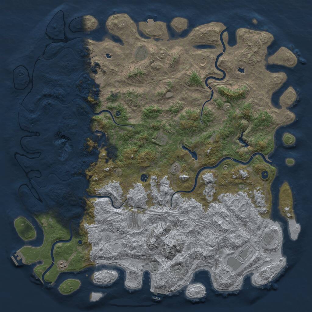 Rust Map: Procedural Map, Size: 6000, Seed: 502600399, 17 Monuments