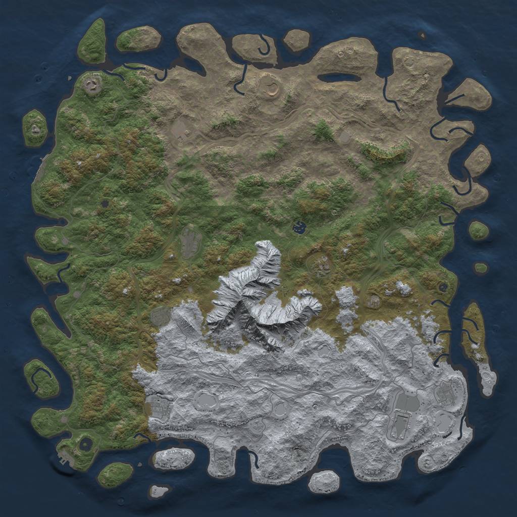 Rust Map: Procedural Map, Size: 6000, Seed: 502600399, 19 Monuments