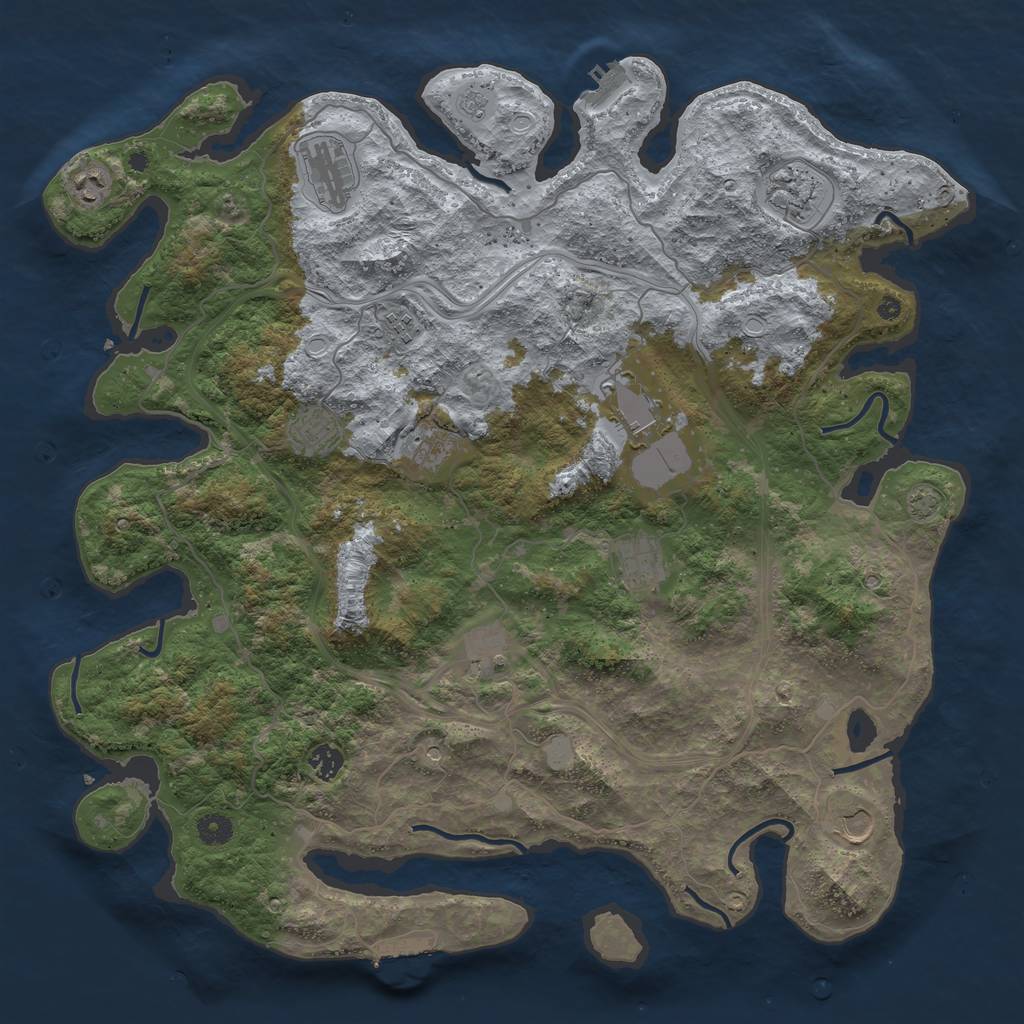 Rust Map: Procedural Map, Size: 4500, Seed: 972302927, 19 Monuments