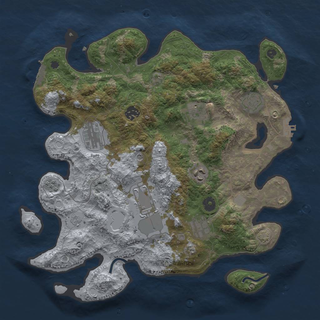 Rust Map: Procedural Map, Size: 3500, Seed: 1574163625, 16 Monuments