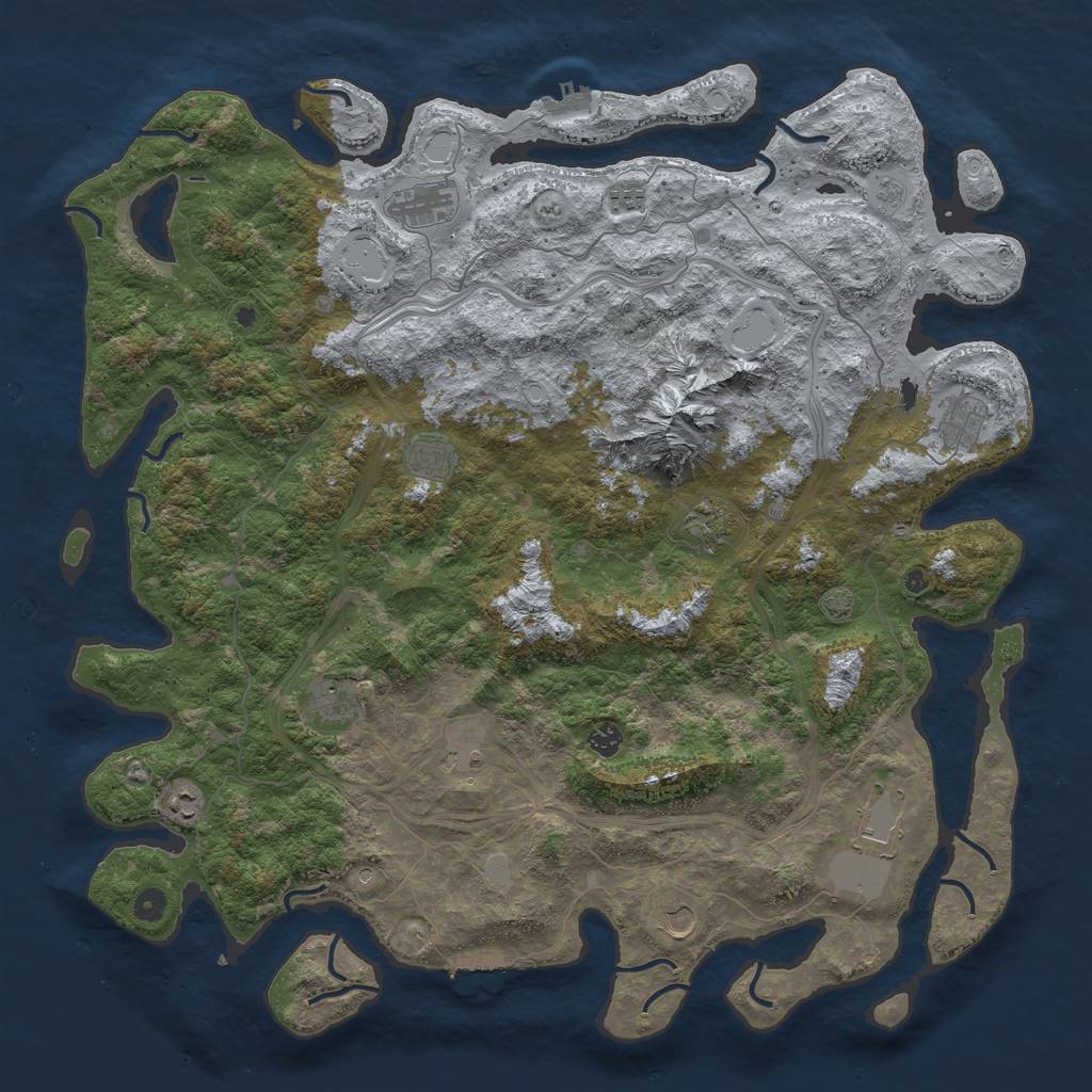 Rust Map: Procedural Map, Size: 5000, Seed: 1832340004, 19 Monuments