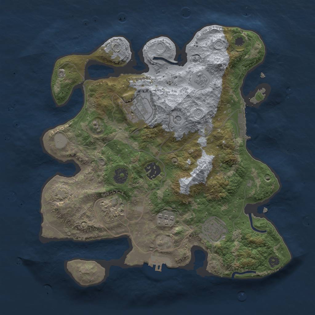 Rust Map: Procedural Map, Size: 3000, Seed: 802945555, 13 Monuments