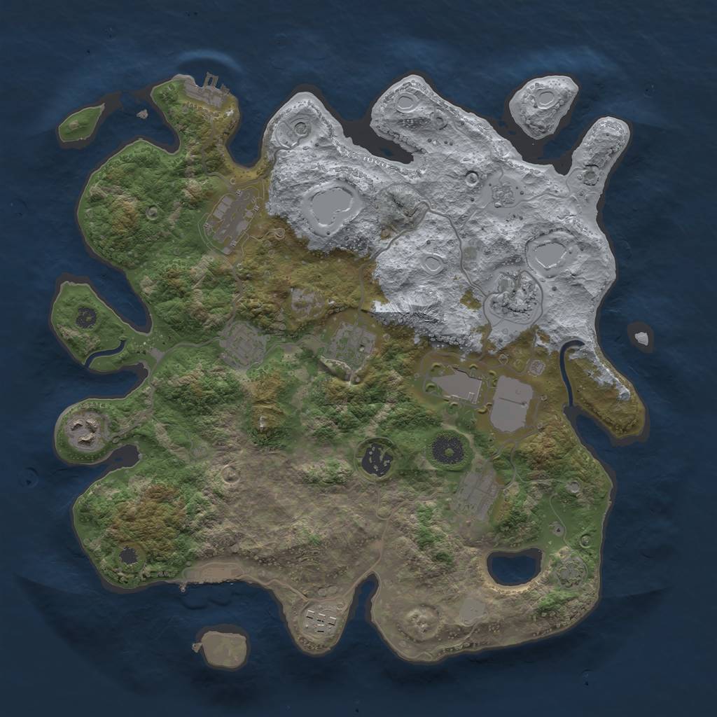 Rust Map: Procedural Map, Size: 3500, Seed: 1457176383, 17 Monuments