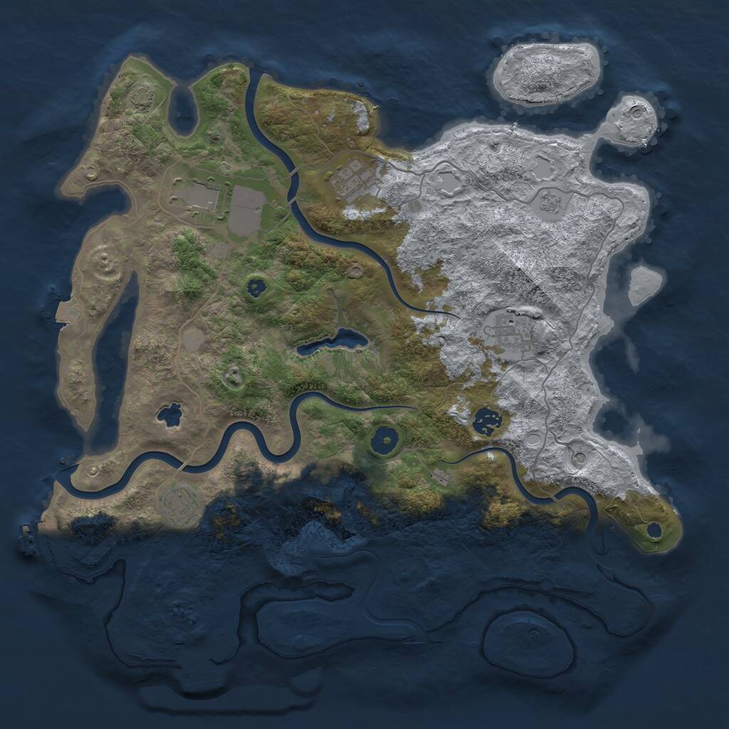 Rust Map: Procedural Map, Size: 4000, Seed: 127056577, 11 Monuments