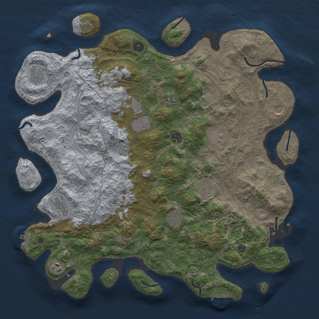 Rust Map: Procedural Map, Size: 4500, Seed: 984220542, 19 Monuments