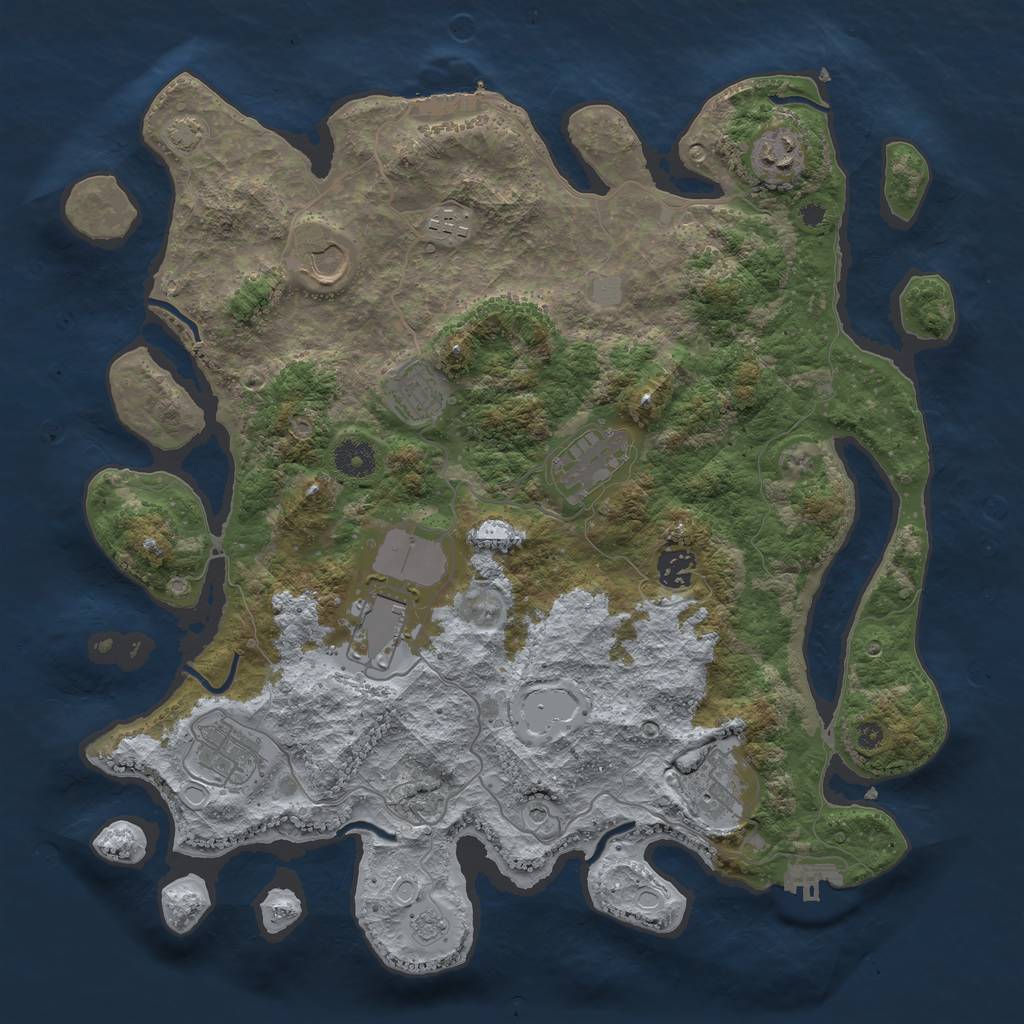 Rust Map: Procedural Map, Size: 3850, Seed: 68341664, 17 Monuments