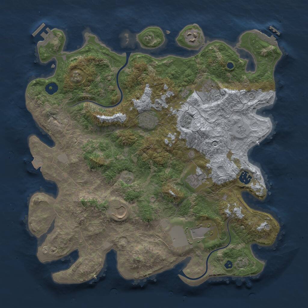 Rust Map: Procedural Map, Size: 3800, Seed: 223356, 14 Monuments