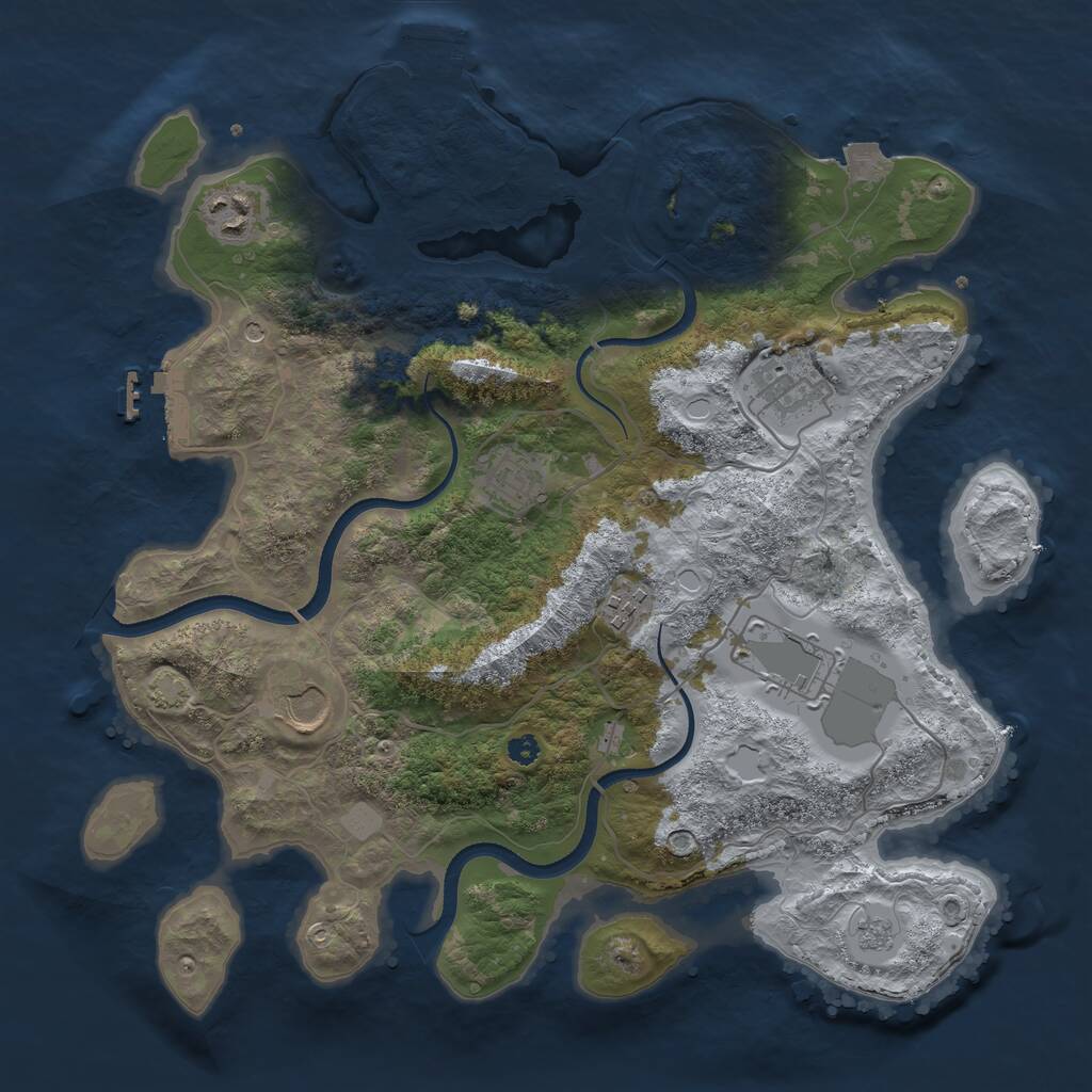 Rust Map: Procedural Map, Size: 3500, Seed: 53334229, 12 Monuments