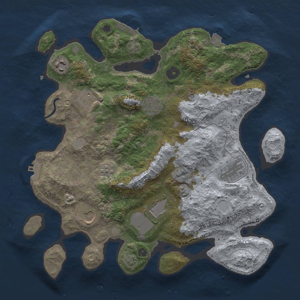 Rust Map: Procedural Map, Size: 3500, Seed: 53334229, 15 Monuments