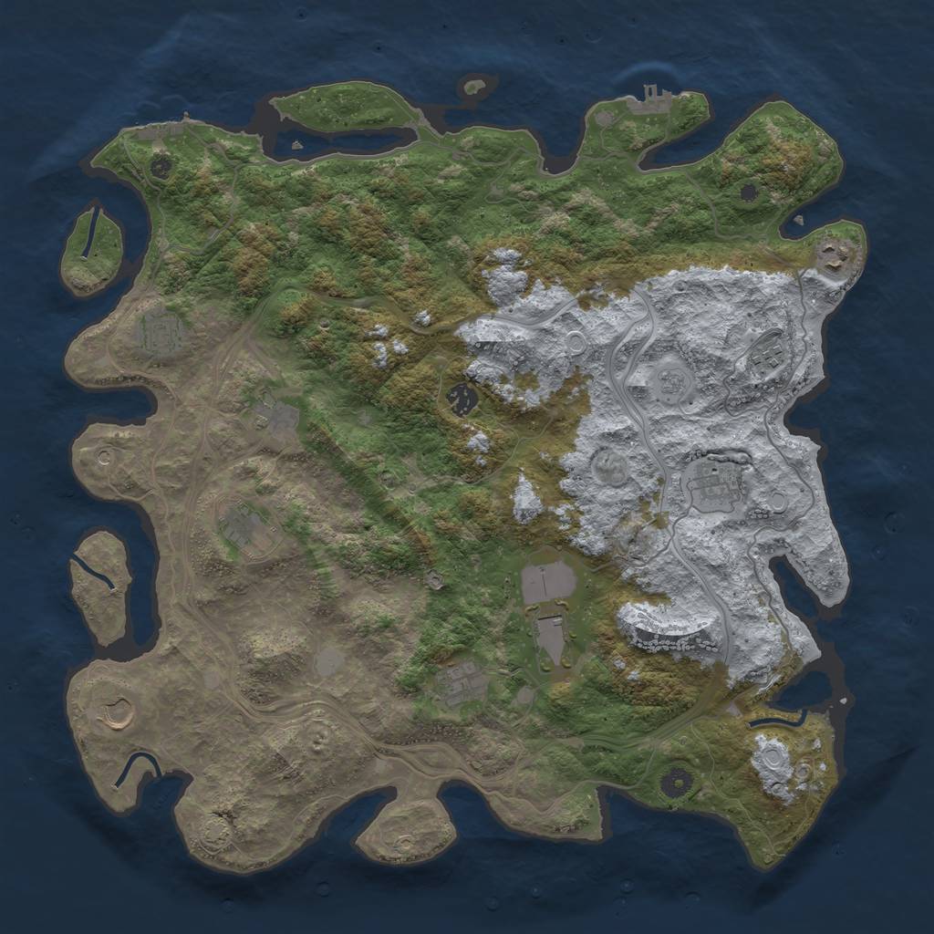 Rust Map: Procedural Map, Size: 4500, Seed: 28913, 18 Monuments