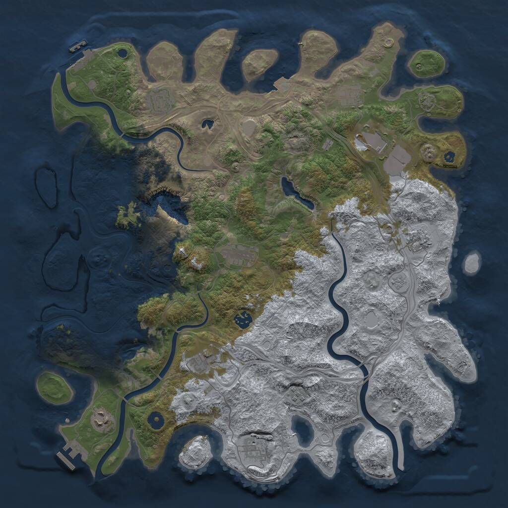 Rust Map: Procedural Map, Size: 4500, Seed: 1045142071, 16 Monuments