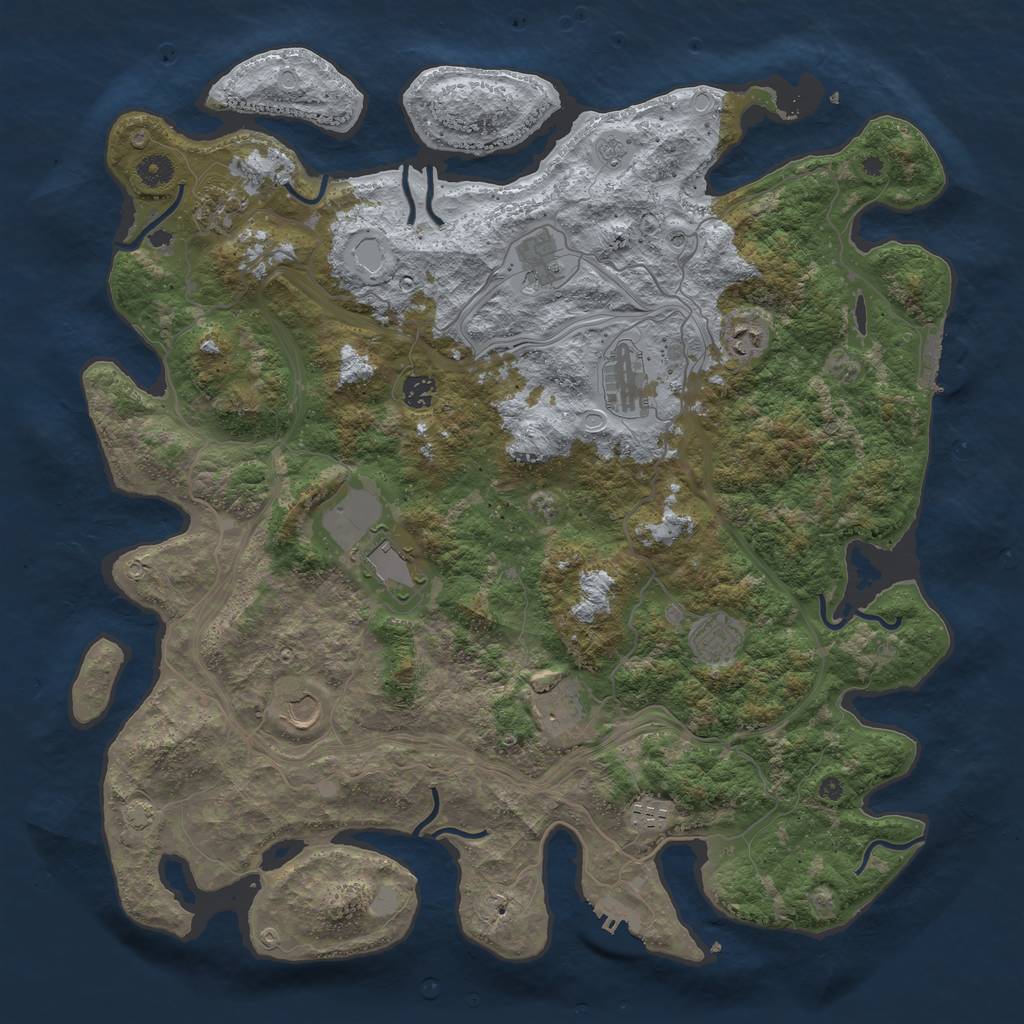 Rust Map: Procedural Map, Size: 4500, Seed: 1208796470, 18 Monuments