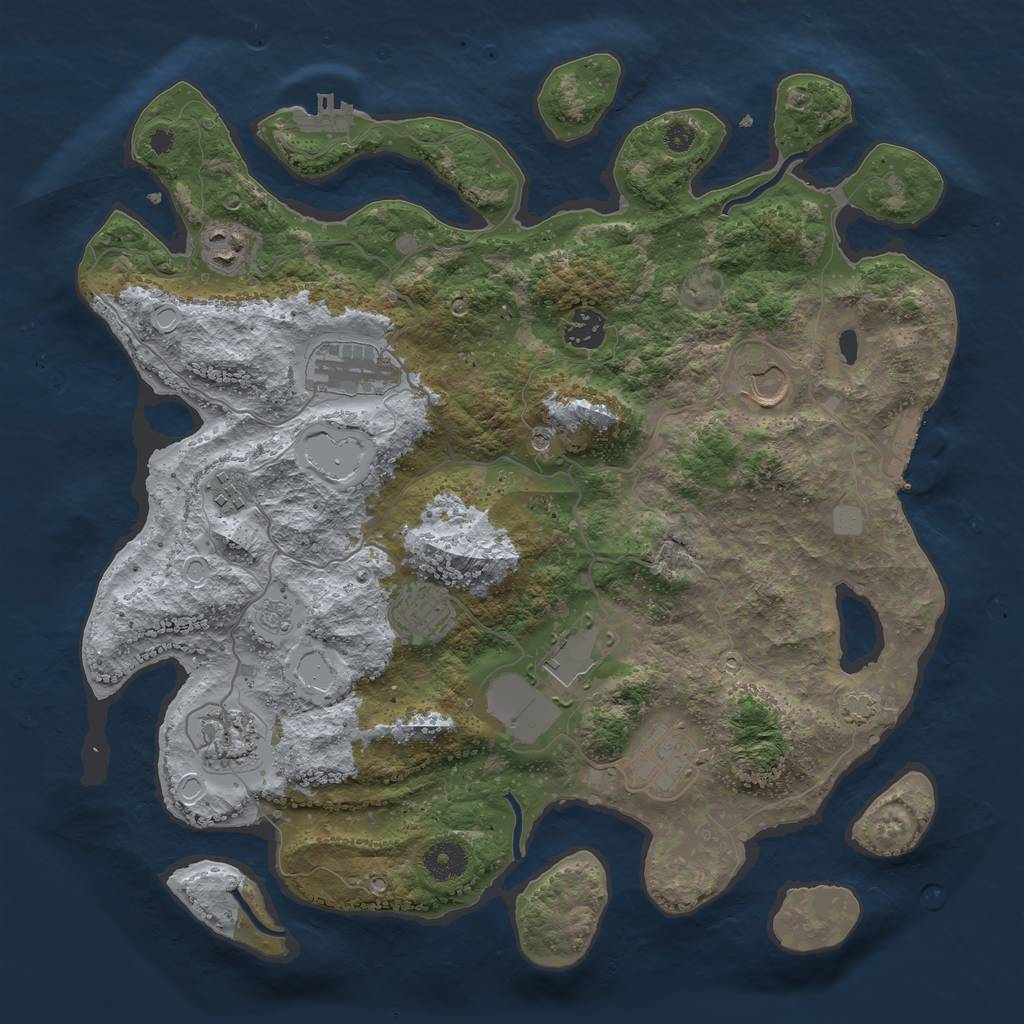 Rust Map: Procedural Map, Size: 3750, Seed: 228792941, 17 Monuments