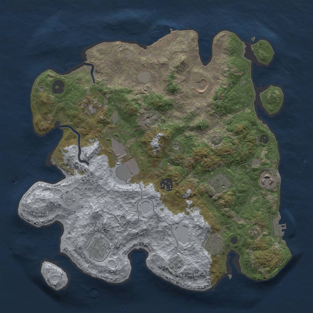 Rust Map: Procedural Map, Size: 3500, Seed: 3453234, 17 Monuments