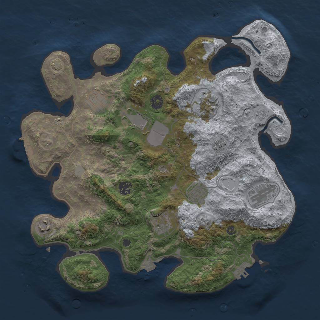 Rust Map: Procedural Map, Size: 3500, Seed: 557863402, 17 Monuments