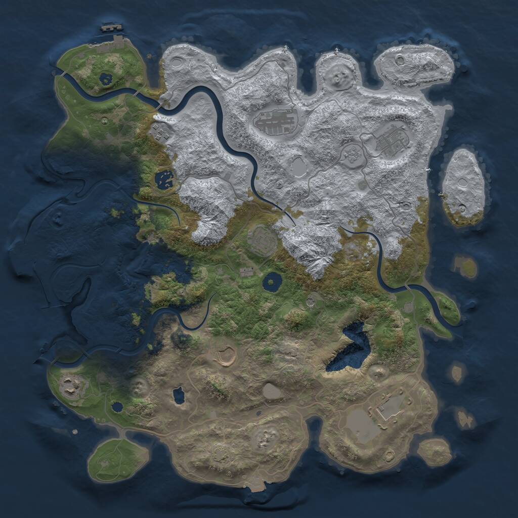 Rust Map: Procedural Map, Size: 4000, Seed: 2140235412, 14 Monuments