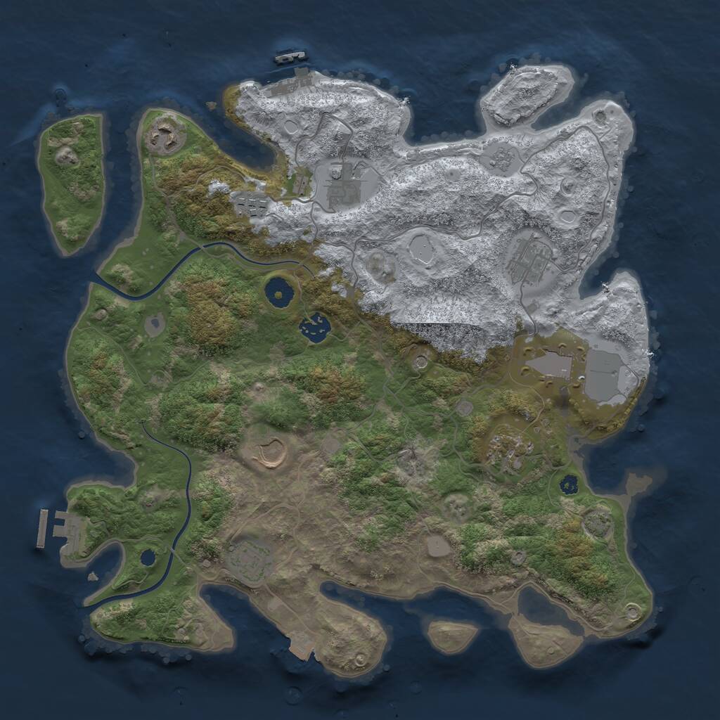 Rust Map: Procedural Map, Size: 3750, Seed: 7543274, 15 Monuments