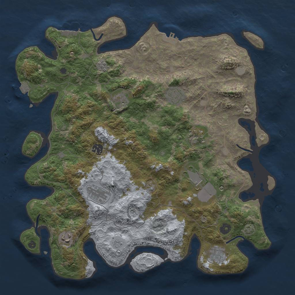 Rust Map: Procedural Map, Size: 4000, Seed: 8054, 17 Monuments