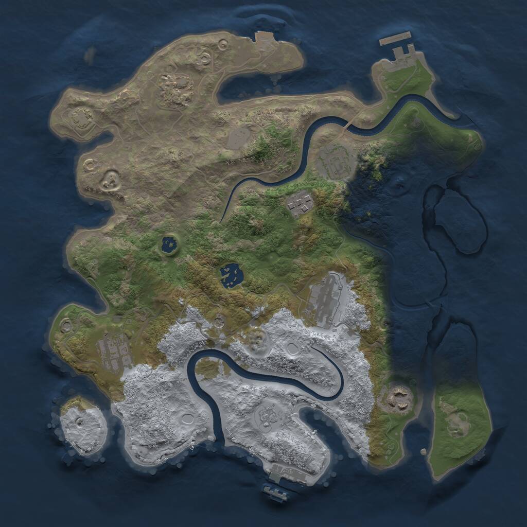Rust Map: Procedural Map, Size: 3300, Seed: 677360187, 13 Monuments